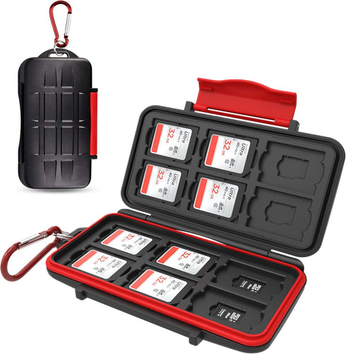Kiorafoto Professional Water-Resistant Anti-Shock Holder for 12SD & 12 Micro SD Cards, Storage Case Protector with