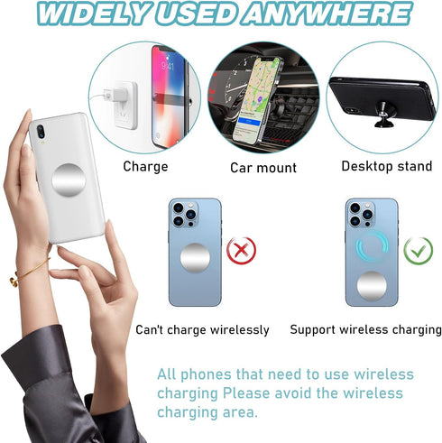 40Pcs Phone Metal Plates, Round Mobile Phone Metal Plate Made of Iron, Adhesive Cell Phone Case Back Magnet Stickers