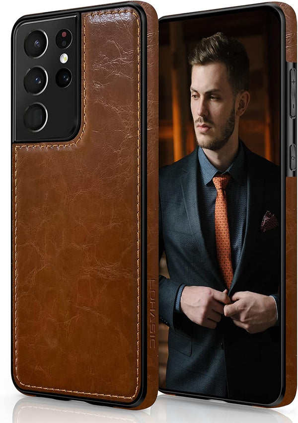 LOHASIC for Galaxy S21 Ultra Case, 5G Premium Luxury Leather, Slim Fit Style Full Body Protective Cover for Samsung
