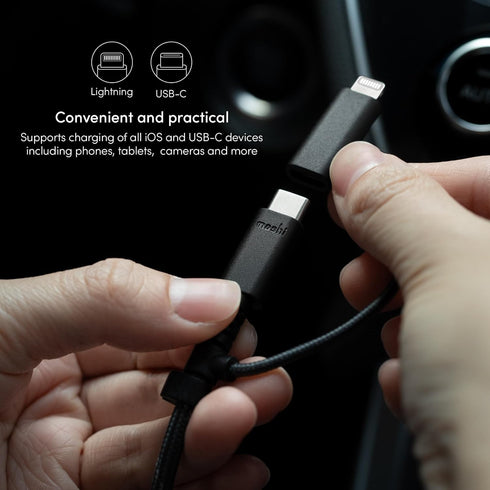 Moshi 2-in-1 USB-C to USB-C & Lightning Charging/Sync Cable (1M) - Jet Black