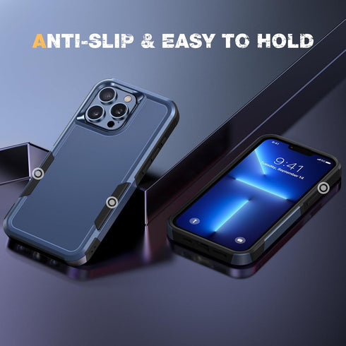 Diaclara iPhone 13 Pro Max Case, Heavy Duty with Privacy Screen Protector, Anti Spy, Dark Blue