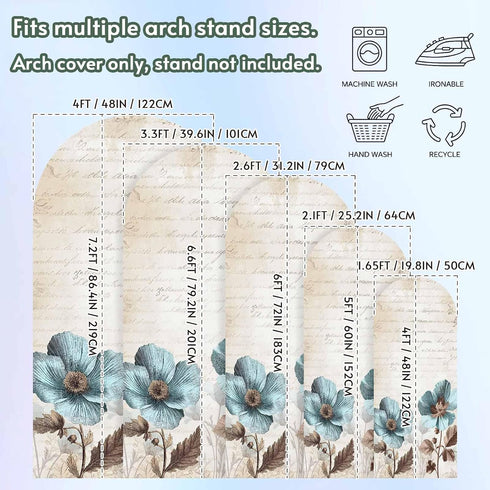 Duskova Living 4 Rustic Blue Arch Backdrop Cover FT, Broccoli Flower Leaf Farmhouse Vintage Brown Wedding Arch Cover