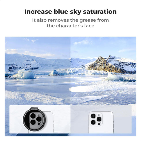 K&F Concept 67mm Clip On CPL Magnetic Phone Lens Filter Kit, Phone Clip with Magnetic Adapter Ring/Cold Shoe/Locking