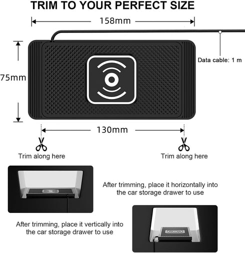 ZPSHYD 15W 4 (1m Wireless Car Charger Charging Pad Non Slip Fast Charging Phone Charger Charging Modes, Compatible