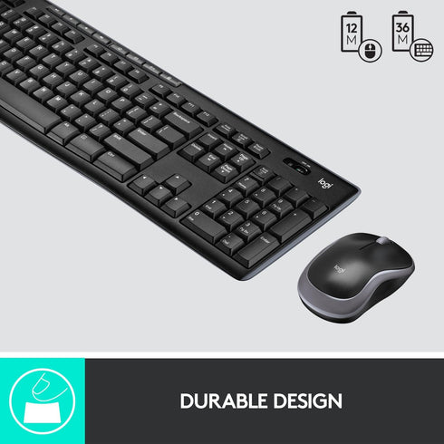 Logitech MK270 Wireless Keyboard and Mouse Combo, 2.4 GHz Wireless for Windows, Compact Mouse, Black