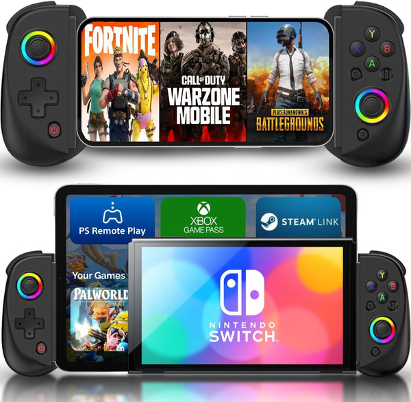 MAJESTECH D8 Mobile Gaming Controller for iPhone/Android/iPad/Tablet, Xbox Cloud, Playstation, Steam/PC, RGB Joystick