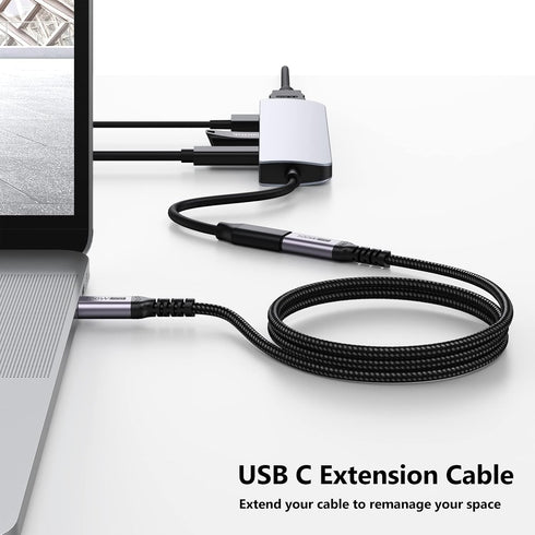 USB C Extension Cable 6.6ft, Type C Male to Female, 100W Fast Charging, 10Gbps Transfer, Compatible with Laptop,