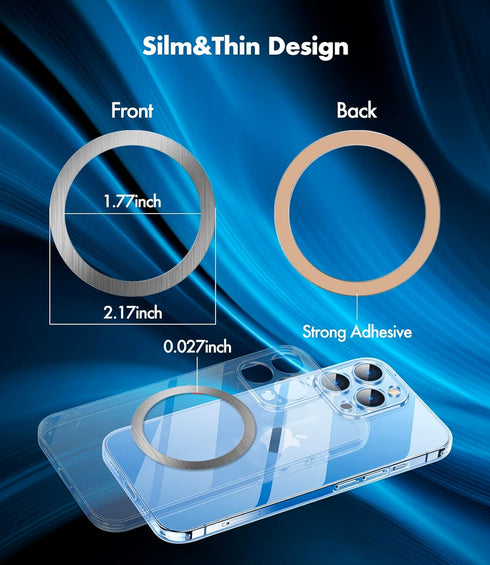 3Pcs Mag Safe Metal Ring Sticker, Mag-Safe Case Converter Adapter Ring for Magsafe Magnetic Wireless Charging Phone Car