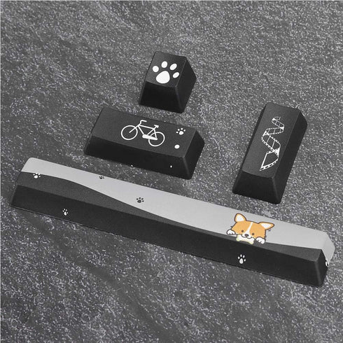 DIY Mini Black Dogs Pattern Keycaps Set for Mechanical Gaming Keyboard (Space+ESC+Enter+Numpad)