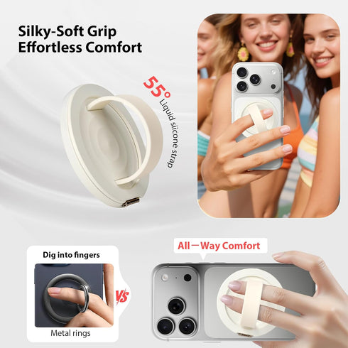 Kovesayi Upgraded Magnetic Phone Grip&Phone Stand, Liquid Silicone Soft and Portable Phone Ring, Removable Finger Loop