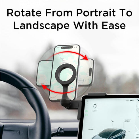 Compatible MagSafe Car Mount Charger, Foldable Dashboard Magnetic Wireless Charger for Tesla Model 3/Y