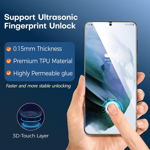Rayboen Galaxy S21 Plus Case - Slim Shockproof Cover with 2X Soft Screen Protector, Crystal Clear Hybrid for S21+ 5G.