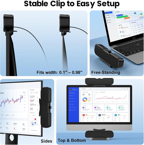 Cirqon Computer Speakers for Desktop PC, Easy Volume Knob, Sturdy Clamp, Basic Sound, Laptop Speakers with Compact