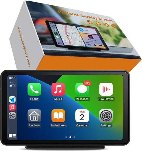 Portable Apple Carplay Screen for Car - Wireless Android Auto Stereo, 7 Inch IPS Touch Screen