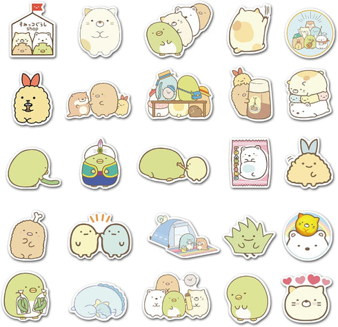 Kawaii Sumikko 50 Pcs Waterproof Removable Stickers, Stylish, Beautiful, Lovely for Boys and Girls, Durable Vinyl