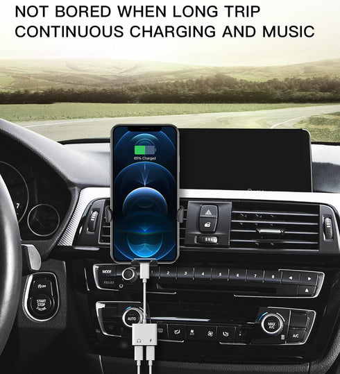 2 Pack iPhone Headphone Adapter Compatible with Lightning Port to Audio Jack and Charger Earphone Charging Splitter