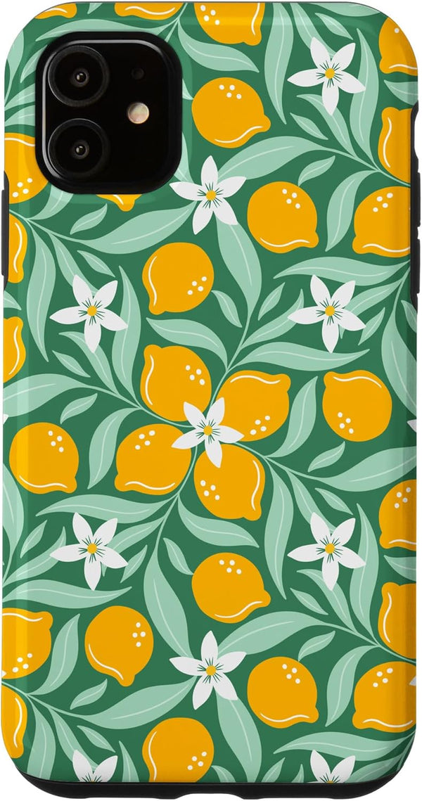 PrintablePretty Sage Green Cluster Lemon Floral Pattern Citrus Botanical Case for iPhone 11