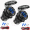 2 Pack 12V USB Outlet Wire Aluminum Car Charger Multi Port, Dual USB Quick Charge 3.0 & PD USB C Socket with Voltmeter