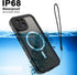 Full Body Case for iPhone 15 Plus 6.7 Inch, Waterproof Anti-Scratch Clear Magnetic Rugged Protector, Black-Gray