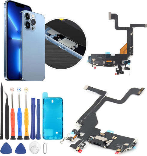 Charging Port Flex Cable Replacement for iPhone 13 Pro, USB Charger 13 Pro Dock Connector Board with Tools