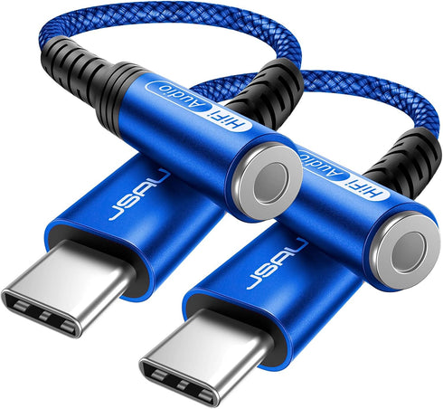 JSAUX 2-Pack USB Type C to 3.5mm Female Headphone Jack Adapter, USB C to Aux Audio Dongle Cable