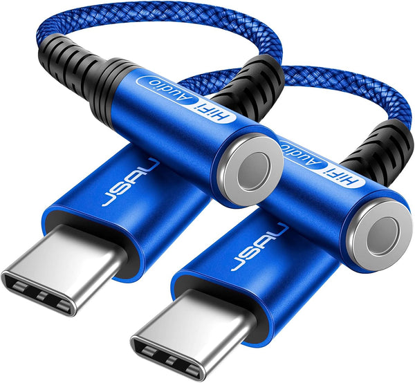 JSAUX 2-Pack USB Type C to 3.5mm Female Headphone Jack Adapter, USB C to Aux Audio Dongle Cable