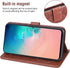 Samsung Galaxy S10e Wallet Phone Case with Tempered Glass Screen Protector, Magnetic Flip Cover, Card Holder (Brown)