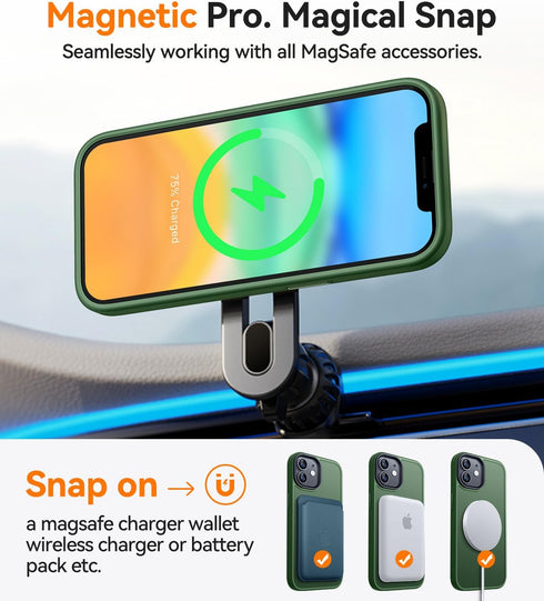 CANSHN iPhone 11 Case - Slim Shockproof Bumper, Translucent Matte, Deep Green, Compatible with MagSafe, 6.1 Inch.
