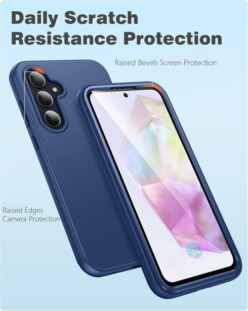FNTCASE Samsung Galaxy A35-5G Case: Rugged Dual Layer Silicone Cover with Built-in Screen Protector, Slim Shockproof