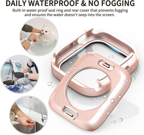 2 in 1 Waterproof Bling Case for Apple Watch 40mm, Screen Protector for SE Series 6/5/4, Glitter Diamond Bumper Cover
