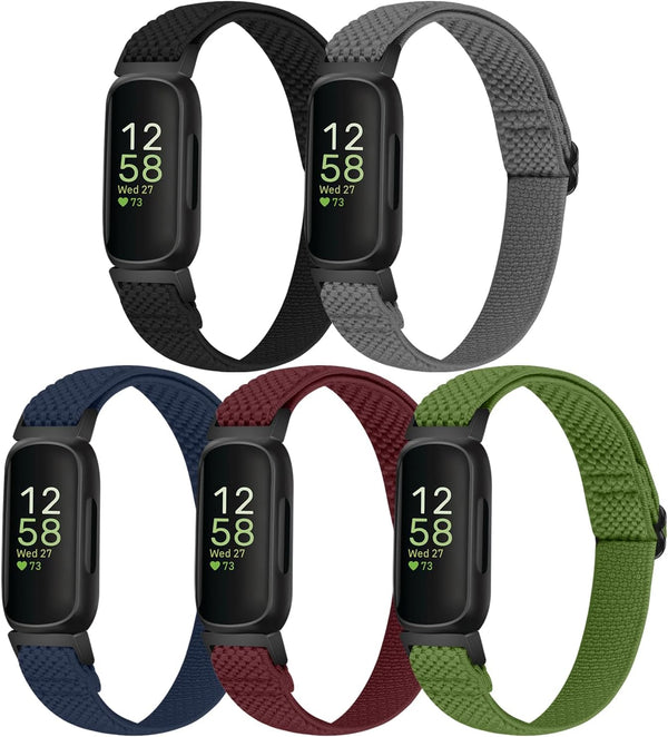 Elastic Nylon Bands, Soft Adjustable Stretchy Straps Replacement Wristband for Fitbit Inspire 3/Inspire 2