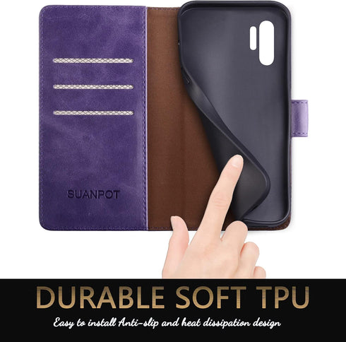 SUANPOT for Samsung Galaxy Note 10+/10 Plus, RFID Blocking Leather Wallet Case, Flip Folio Cover for Women Men