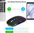 HOTLIFE Slim Rechargeable LED Wireless Mouse, Portable USB Optical 2.4G Bluetooth Computer Mice with Type C Adapter