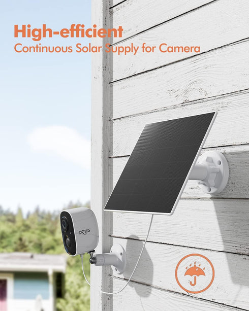 Dzees USB-C Solar Panel for Outdoor Camera Wireless, Continuous Power with 5W Charging, 9.8ft Waterproof Cable
