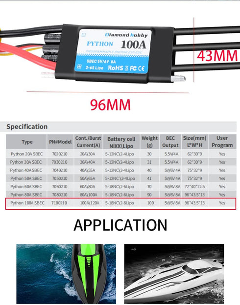 100A 2-6S 5V/6V 8A XT90 4.0mm DH Waterproof Brushless ESC Electronic Speed Controller with BEC and Banana Head