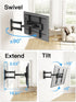 Pipishell Full Motion TV Wall Mount for Most 26-60 inch Flat & Curved TVs, Adjustable Bracket, Max VESA 400x400mm