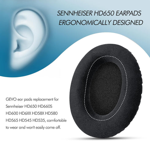Earpads for Sennheiser HD598/HD518/HD558 Headphones, Velour Ear Pads Cushions Replacement for HD595/HD599 (Black)