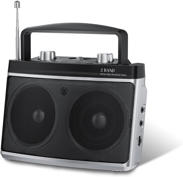 Portable AM FM Radio with Best Reception, Bluetooth Transistor Radio, Wall or Battery Powered, Small Radio for Home,