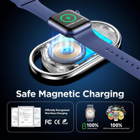 Portable Charger for Apple Watch, YoFeW 1200mAh Wireless Magnetic Power Bank, Travel Keychain Accessory Watch Charger