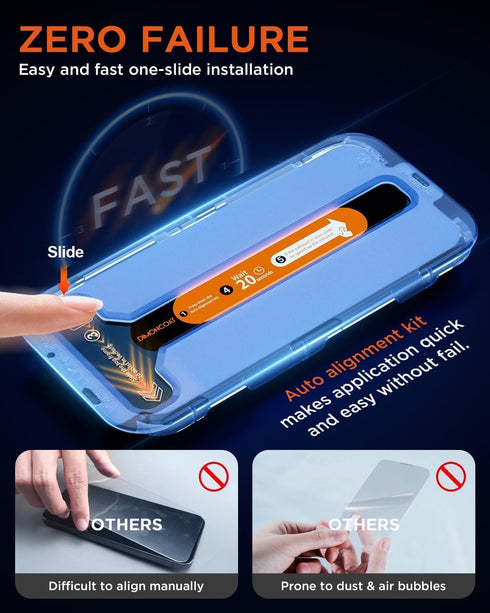 DIMONCOAT 4 Packs Auto Alignment Kit Screen Protector for iPhone 14 Pro Max with 2 Packs Camera Protector, Tempered