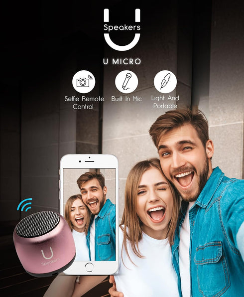 Fashionit U Speakers Micro Mini Bluetooth Speaker with Mic | Small Bluetooth Speaker Wireless | Tiny Portable Blue