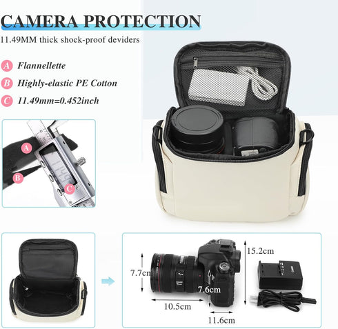 G-raphy DSLR Crossbody Camera Bag with Removable Strap for Accessories, Beige