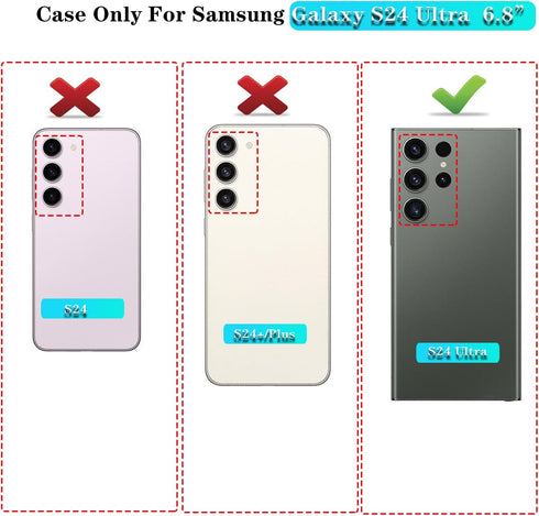 SunStory Military-Grade Full Body Protective Case for Samsung Galaxy S24 Ultra with Kickstand & Slide Camera Cover, Red