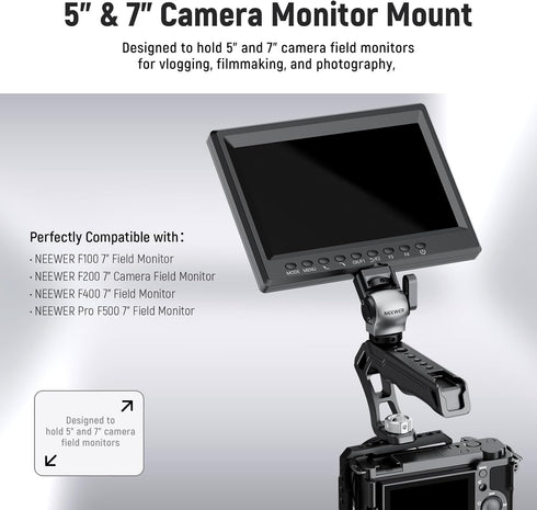 NEEWER Color Blocking Camera Monitor Mount with Cold Shoe, 360° Swivel, Compatible with Atomos Ninja V Monitor