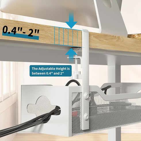 Litwaro Under Desk Cable Management Tray, No Drill Cable Organizer with Clamp for Desk Cord Management, Office, Home