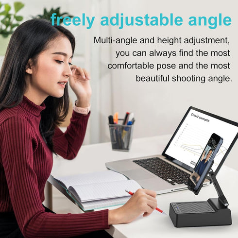 Birthday Gifts for Men, Cell Phone Stand with Wireless Bluetooth Speaker and Anti-Slip Base for Desk (Black)