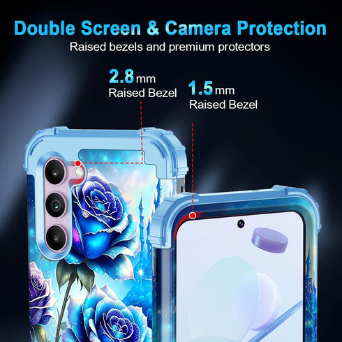 Miqala Galaxy S23 5G Case, Glow in The Dark Three Layer Heavy Duty Shockproof Full Body Protection, Hard Plastic Bumper