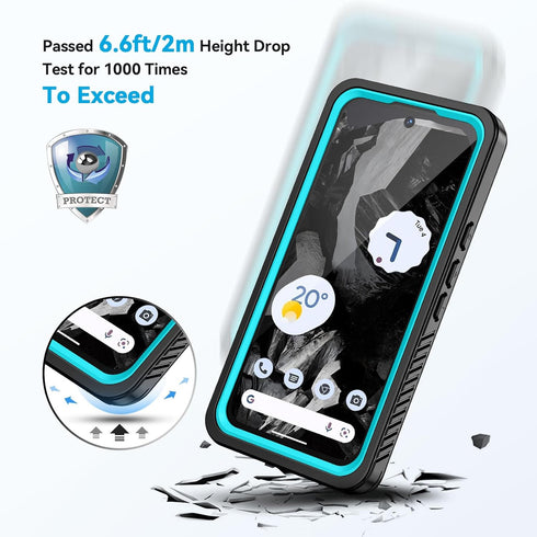 Lanhiem IP68 Waterproof Case for Google Pixel 8a, Built-in Screen Protector, Rugged Full Body Shockproof Phone Case,