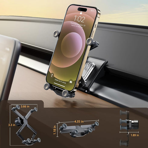 ELOHEI Phone Holder for Tesla Model Y with Custom Base, Compatible with 2020-2024 Tesla Model Y/3 Accessories (Black)