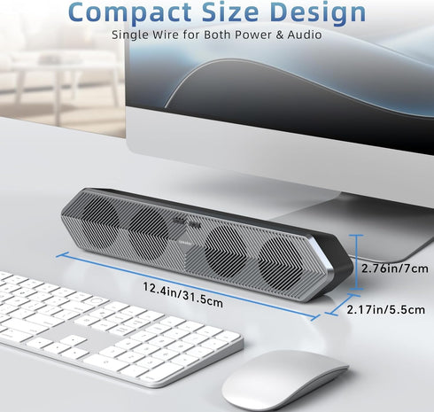 HPSWUW PC Speaker for Computer, Wired USB Powered Bluetooth Computer Speakers with Stereo Clear Sound, Gaming Speakers